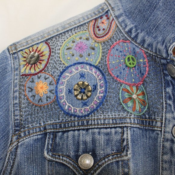 Hand Embroidered & Embellished Denim Levi Jacket - Picture 3 of 7